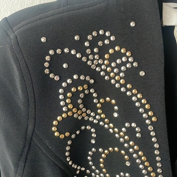 Tadashi jacket size Medium luxury black gold studded blazer dress - Picture 2 of 11